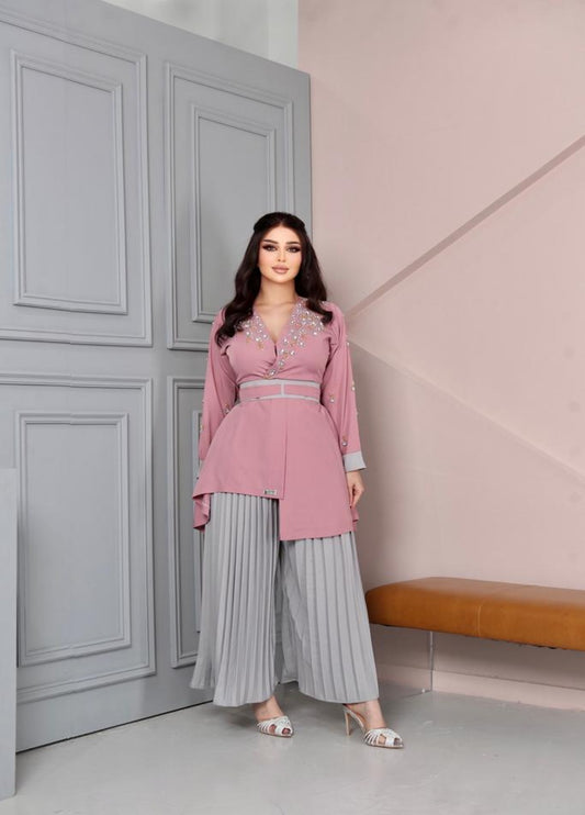 بدله شك كريب ايطالي مع بلاسيه