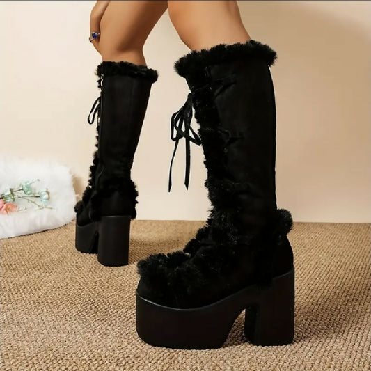 VEMO|Chunky Heel Knee-High Boots