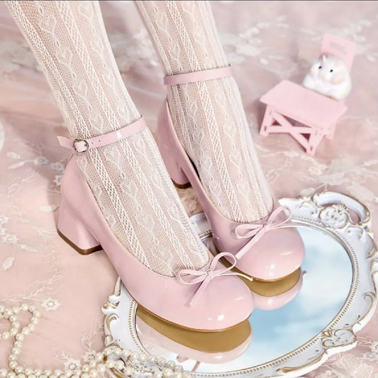 VEMO |Round-Toe Flats with Thick Heels