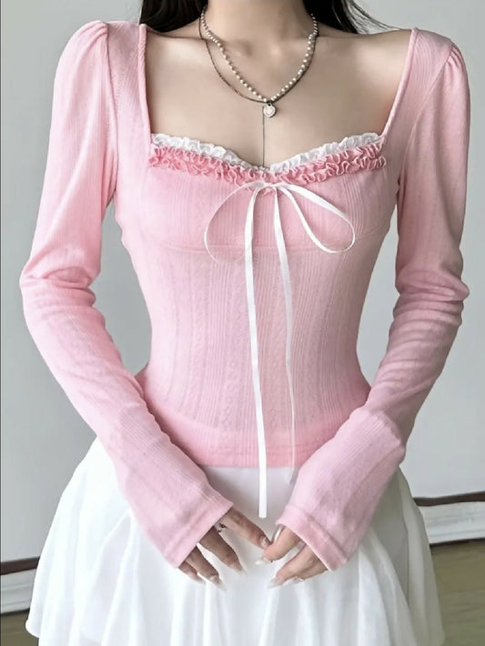 VEMO | coquette Style Slim-Fit shirt