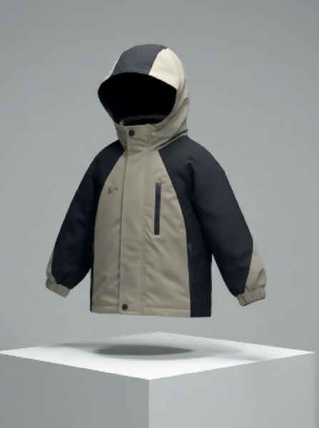 جاكيت أطفال لون أسود مع بيج دافي