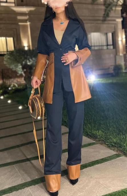 Leather jeans set ..elegant