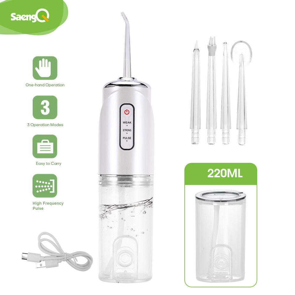 Rechargeable Water Flosser Dental Water Jet Water Tank tooth Cleaner intelligent punch USB 220ML