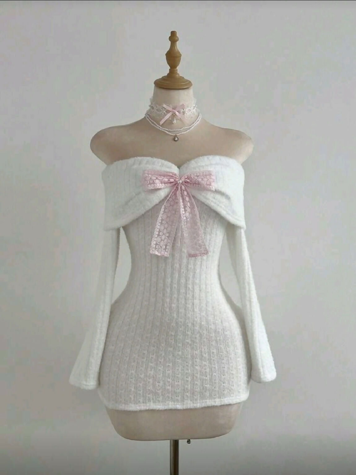 VEMO|pink bow knit minidress