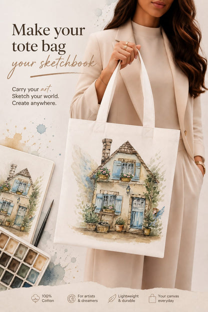 Printable tote Bag حقيبة كانفس جاهزة للطباعة - 1