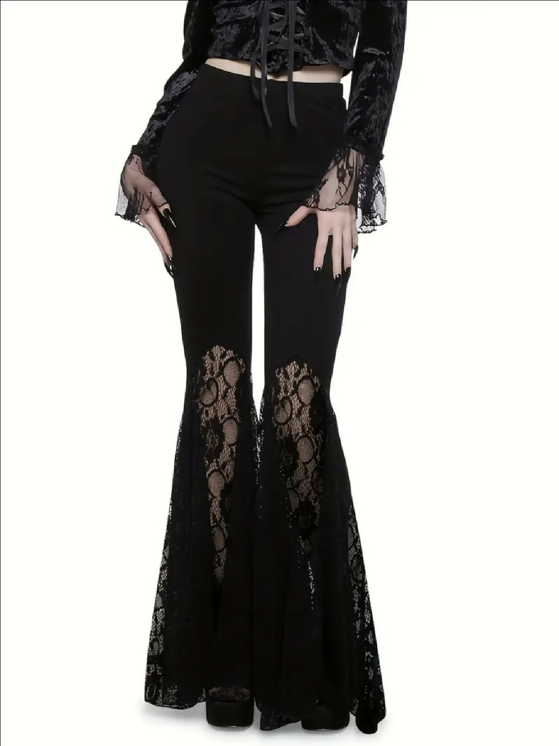 VEMO| Gothic wide leg lace pants