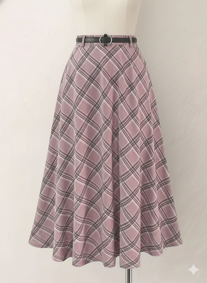 VEMO|PinkPlaid Skirt