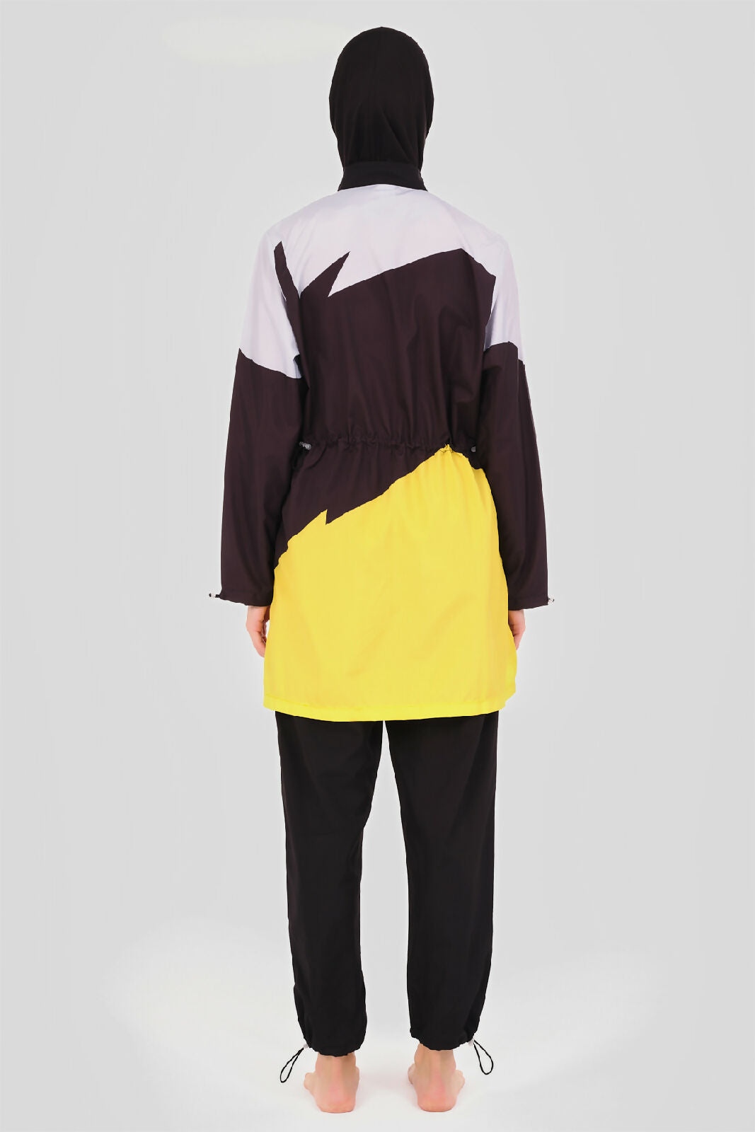 🖤💛 بوركيني تركي 5 قطع – أسود مع أصفر ستايل سبور