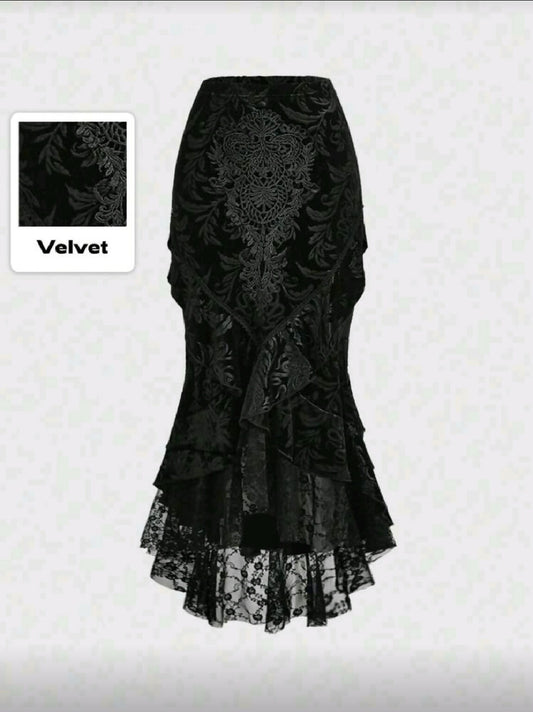 VEMO| High waisted goth mermaid skirt