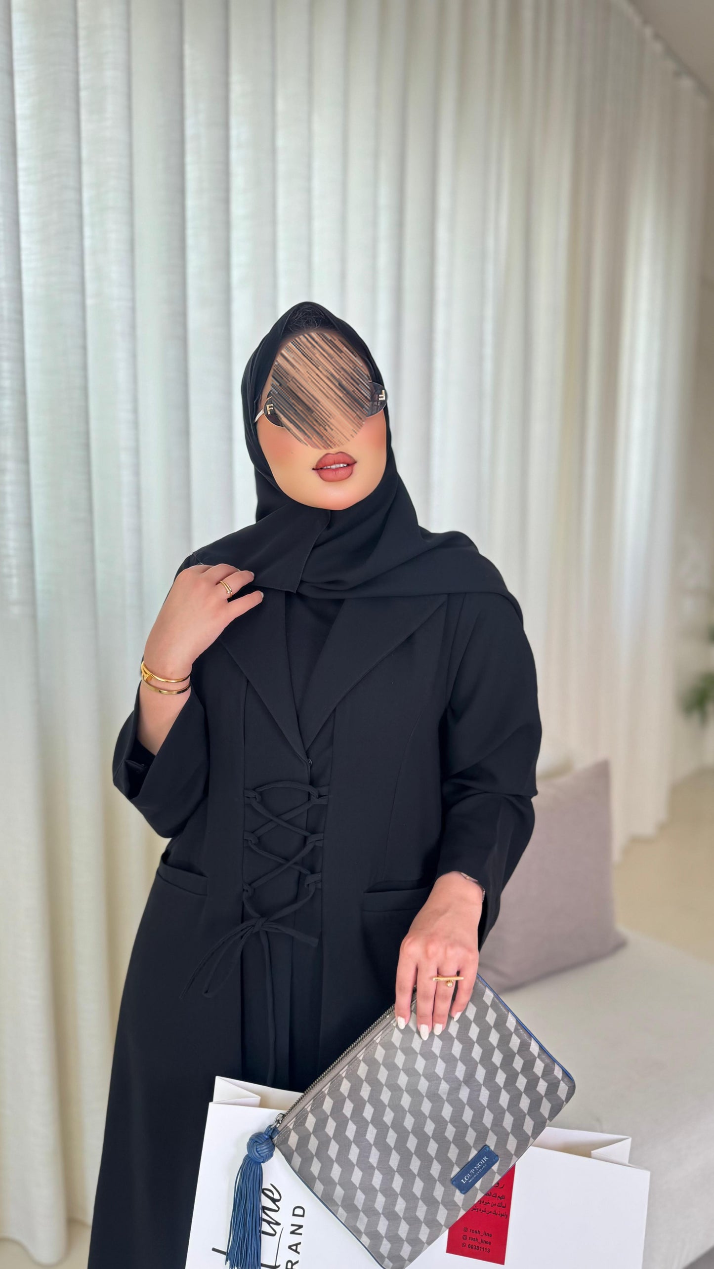 عبايه ساده مع ربطات - 3