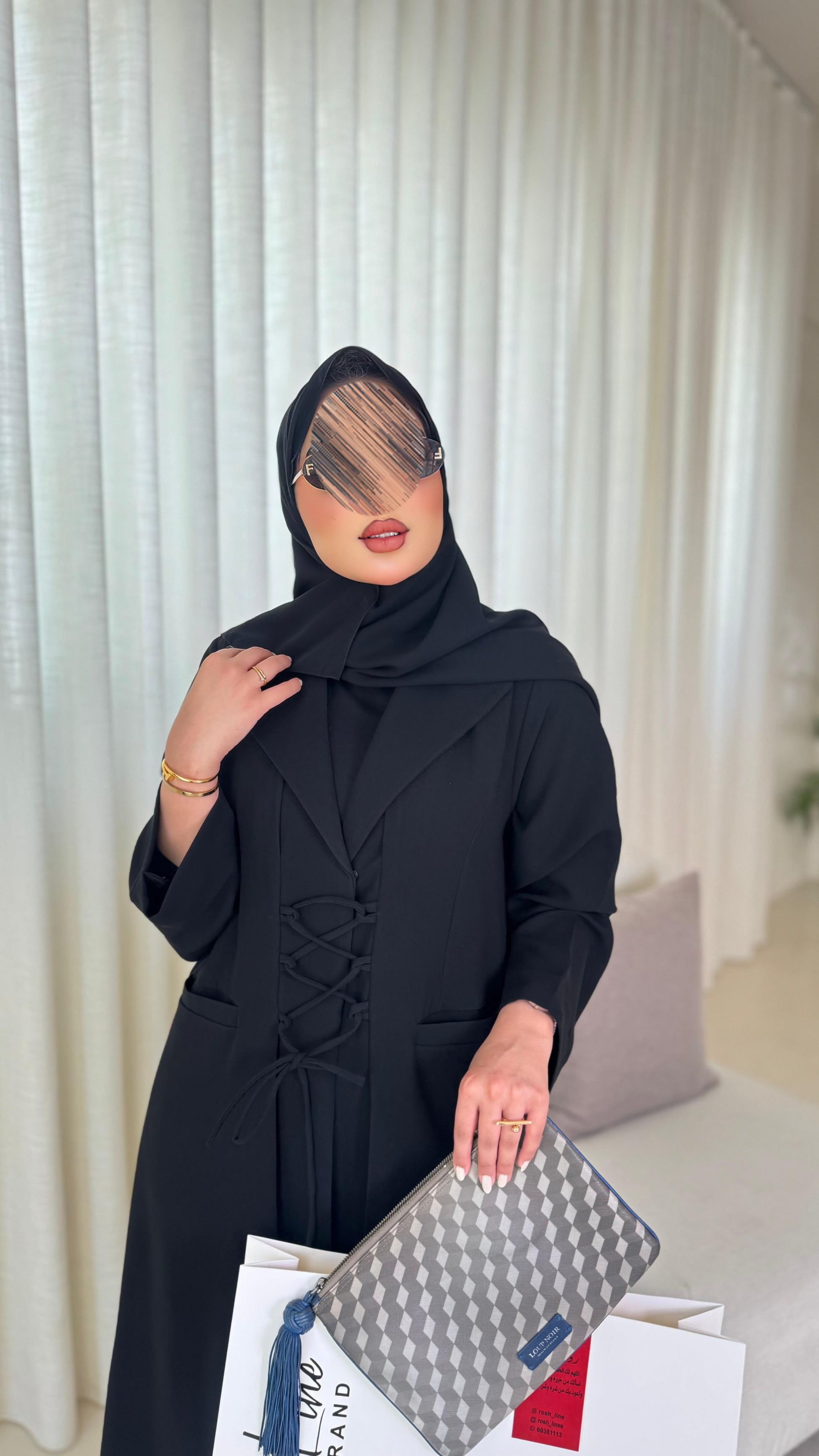 عبايه ساده مع ربطات - 3