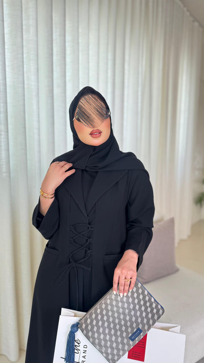 عبايه ساده مع ربطات - 3