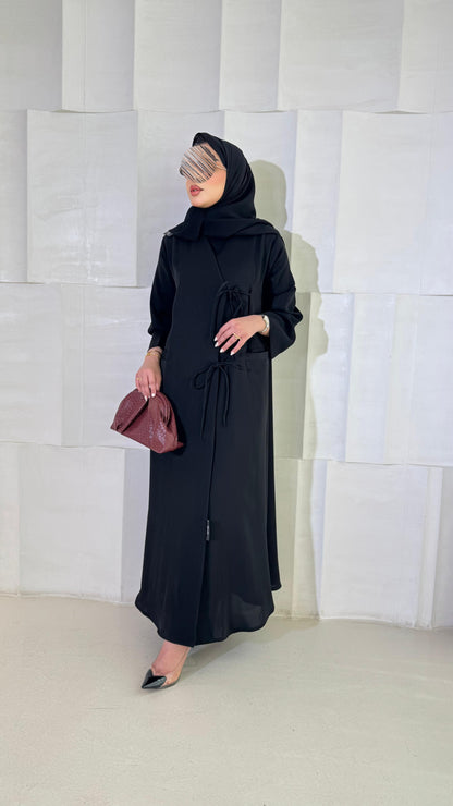 عبايه ساده مع ربطه - 1