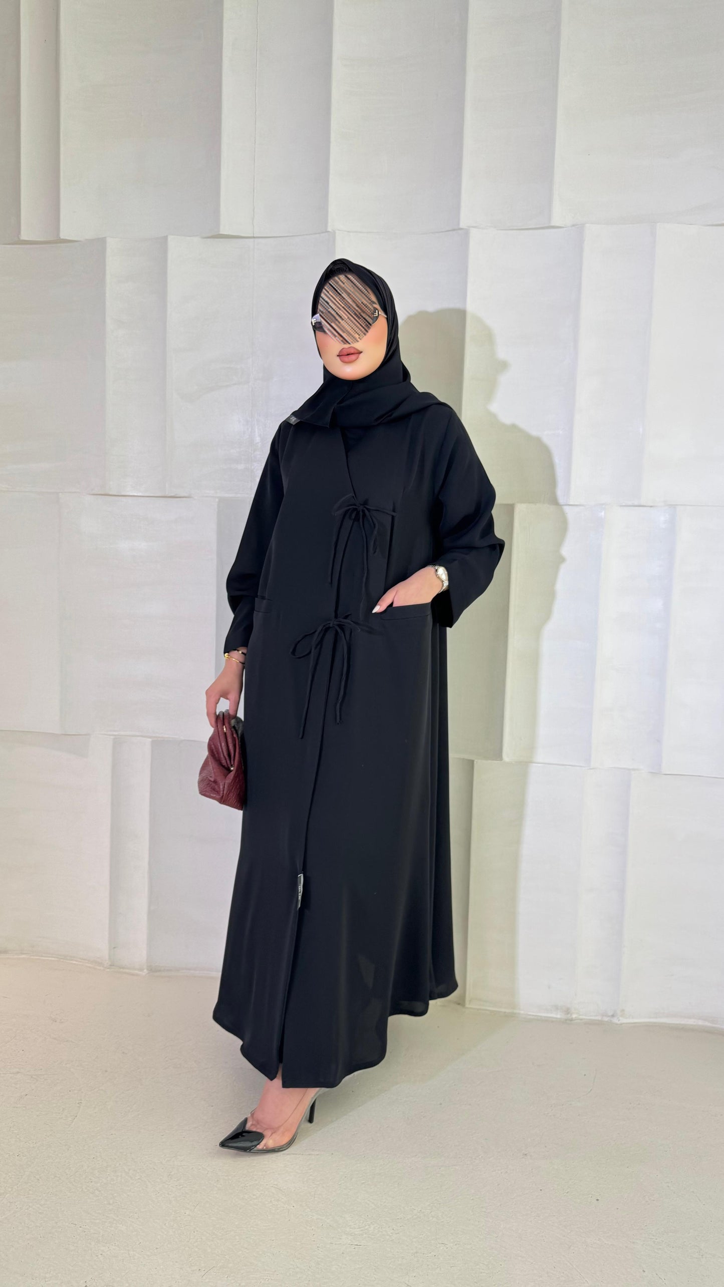عبايه ساده مع ربطه - 3