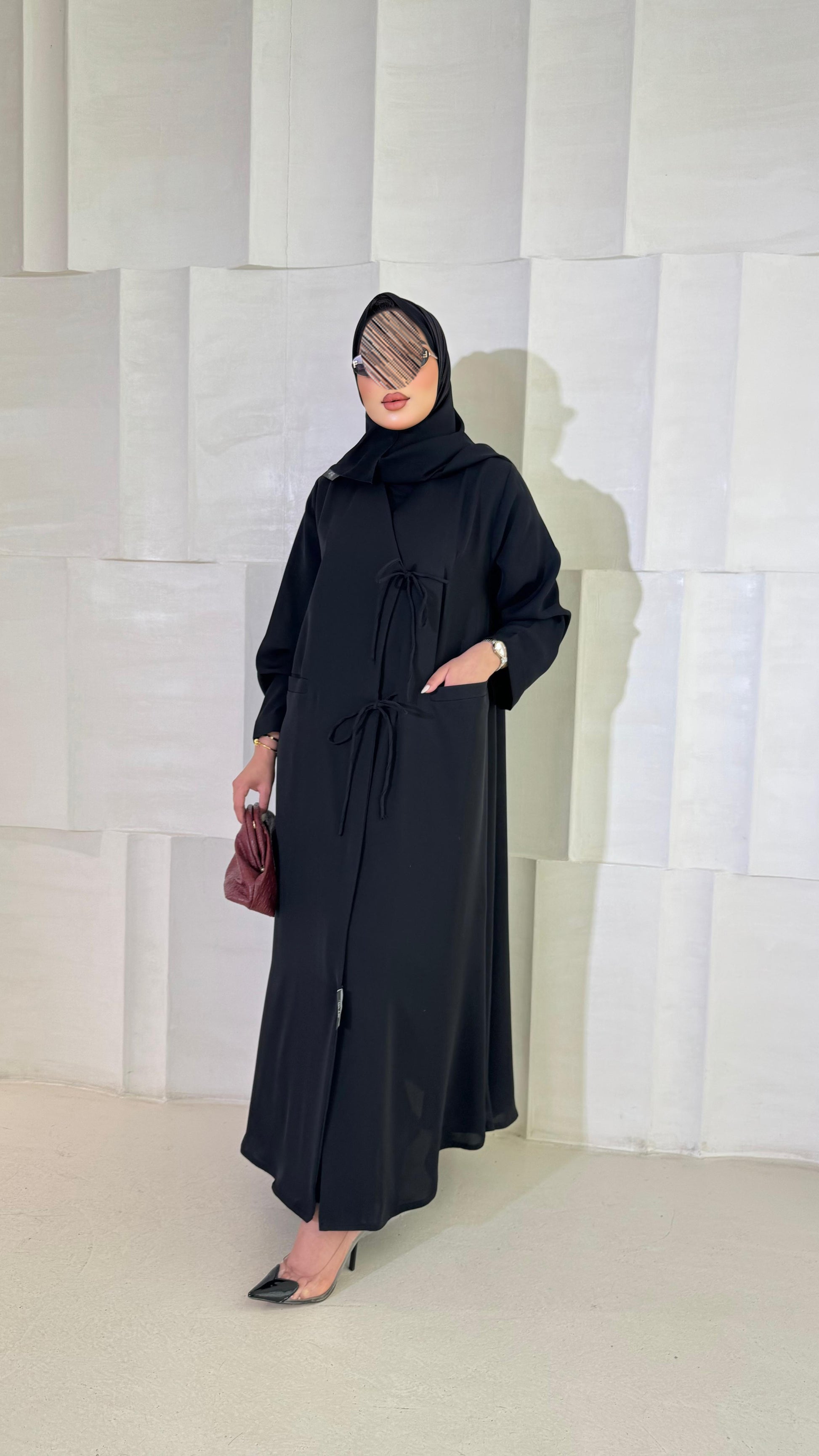 عبايه ساده مع ربطه - 3