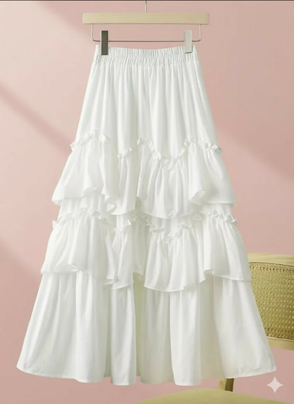 VEMO | Ruffled Tiered Midi Skirt