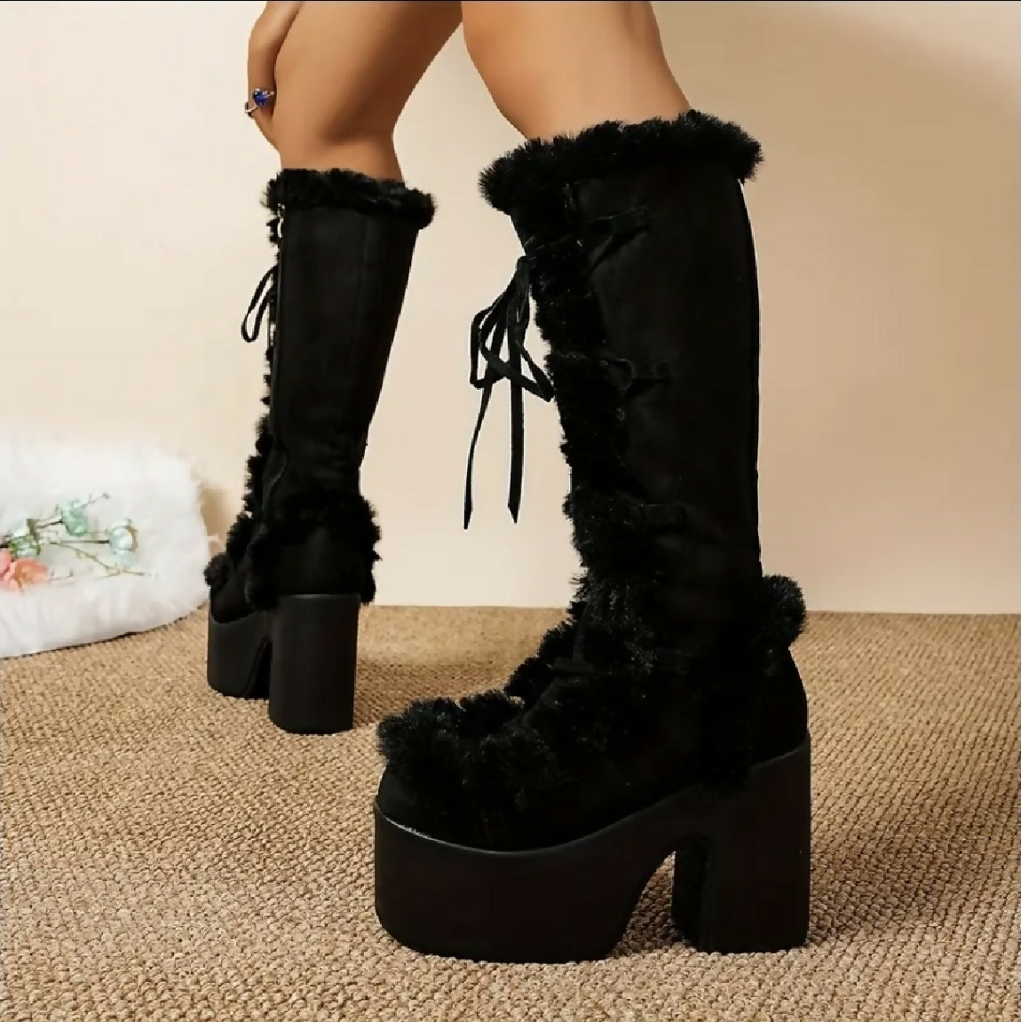 VEMO|Chunky Heel Knee-High Boots