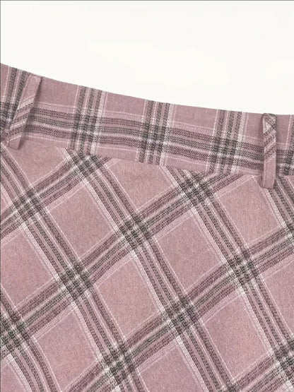 VEMO|PinkPlaid Skirt