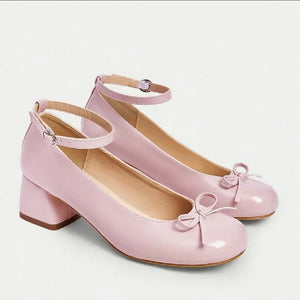 VEMO |Round-Toe Flats with Thick Heels