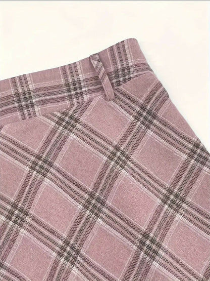 VEMO|PinkPlaid Skirt