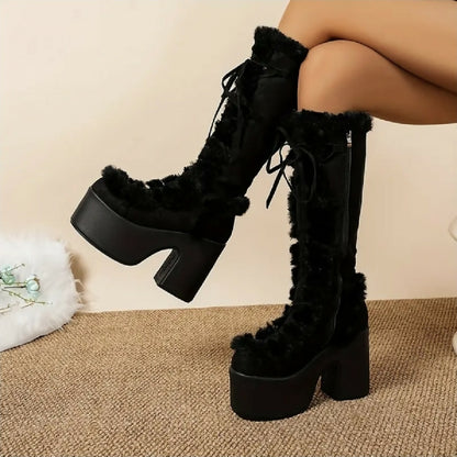 VEMO|Chunky Heel Knee-High Boots