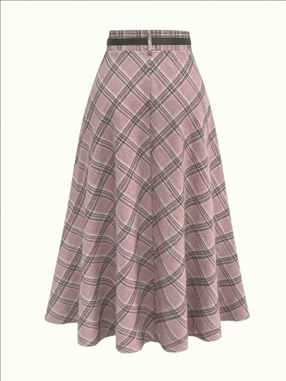 VEMO|PinkPlaid Skirt