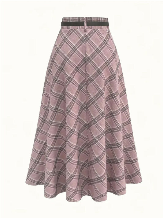 VEMO|PinkPlaid Skirt
