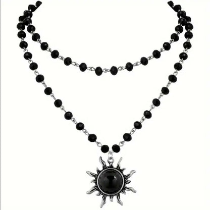 VEMO|Black Sun Pendant Necklace