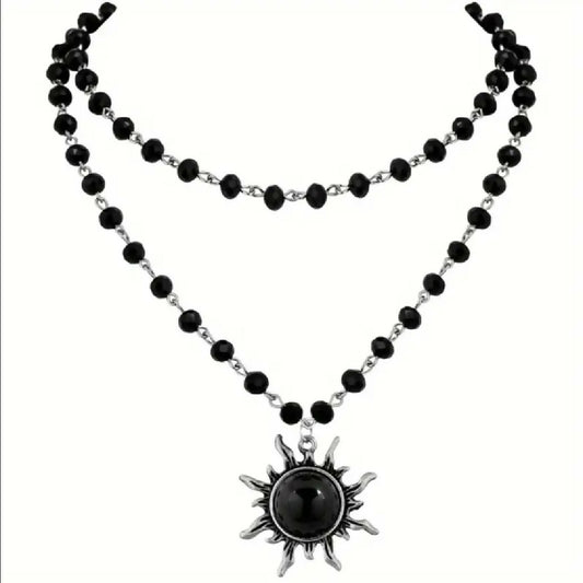 VEMO|Black Sun Pendant Necklace