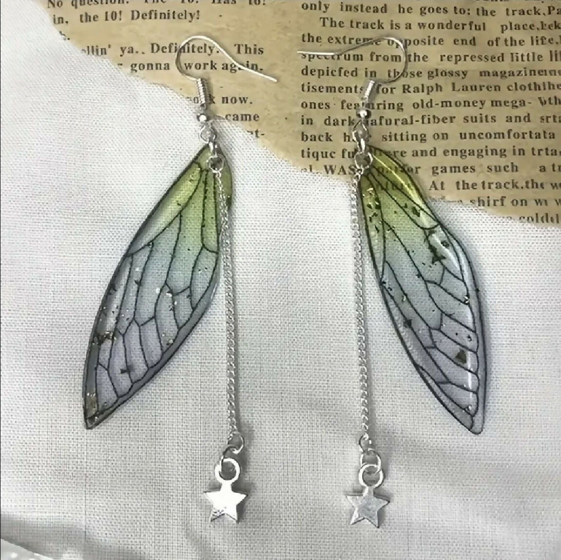 VEMO| Green fairy wings earrings