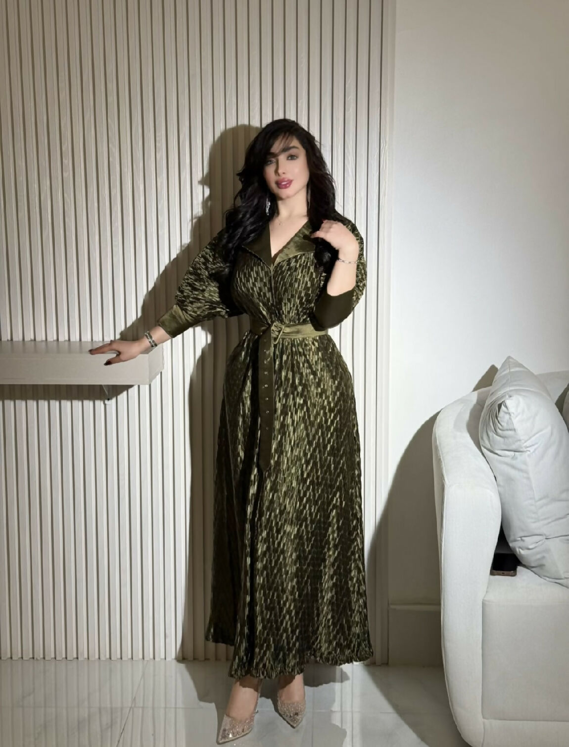 فستان بحزام خارجي