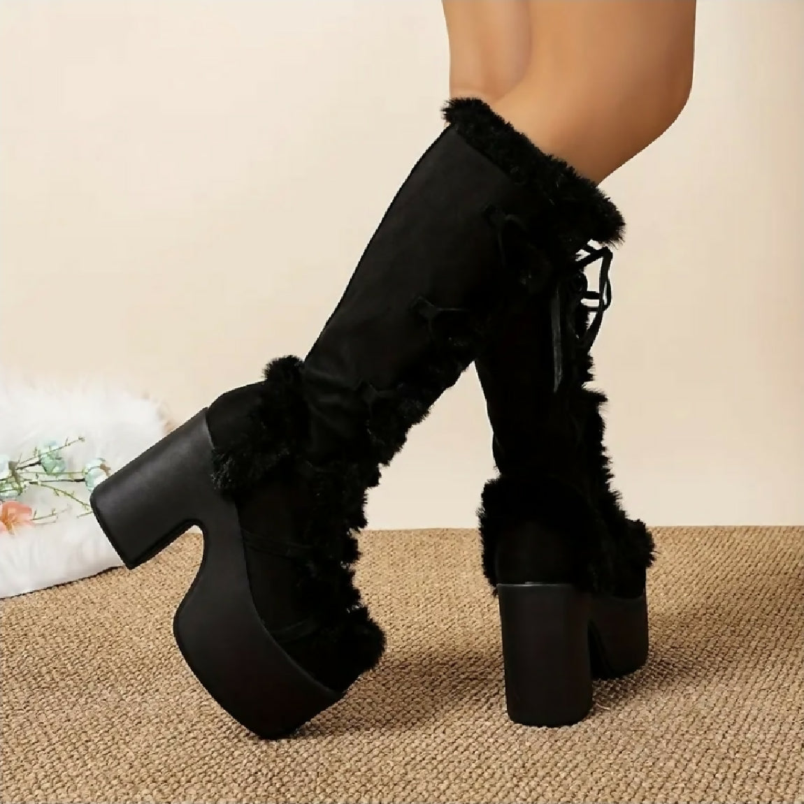 VEMO|Chunky Heel Knee-High Boots