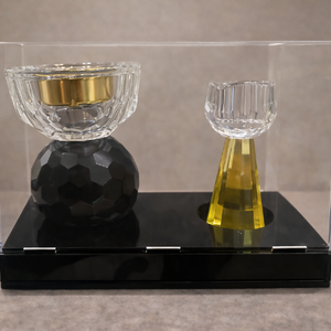 مبخر كريستال لون اسود مع شمعدان