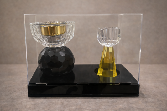 مبخر كريستال لون اسود مع شمعدان