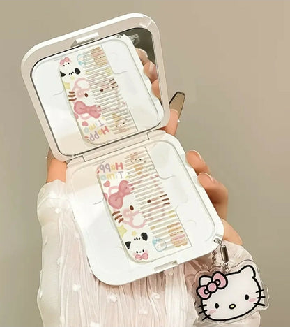 Sanrio for hello kitty Foldable Handheld Makeup Mirror + hair comb