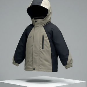 جاكيت أطفال لون أسود مع بيج دافي