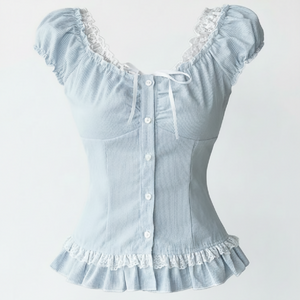 VEMO|blue lacy top