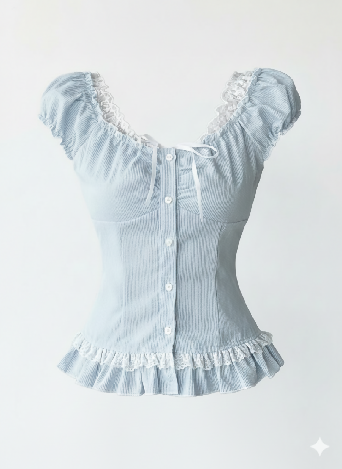 VEMO|blue lacy top
