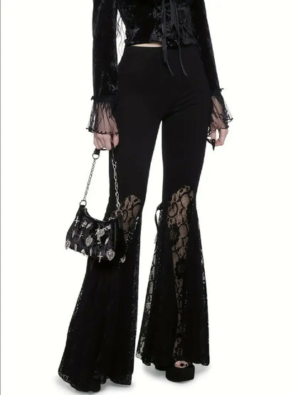 VEMO| Gothic wide leg lace pants