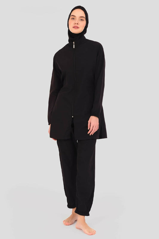 🖤 بوركيني تركي 5 قطع – سادة كلاسيك