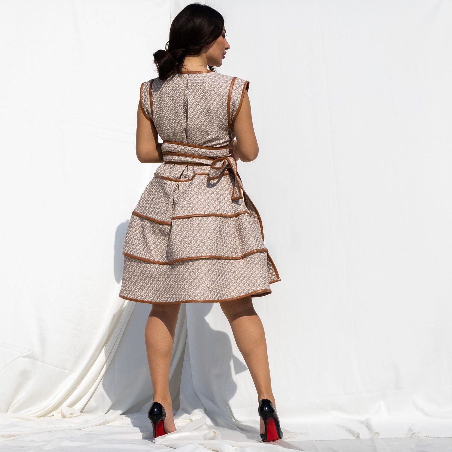 Dress with leather