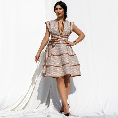 Dress with leather