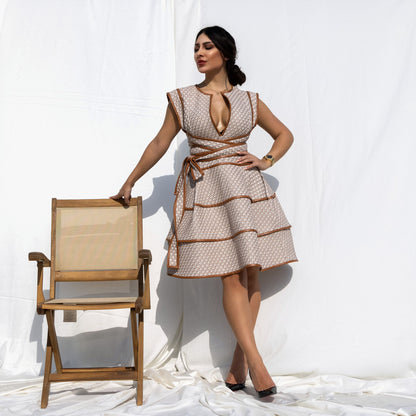 Dress with leather