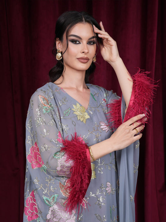 شيفون تطريز بارز